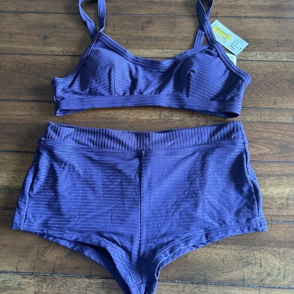 CUPSHE Purple Bikini High Waist Adjustable Back Hook Boy Shorts Size Medium NEW - Picture 6 of 10